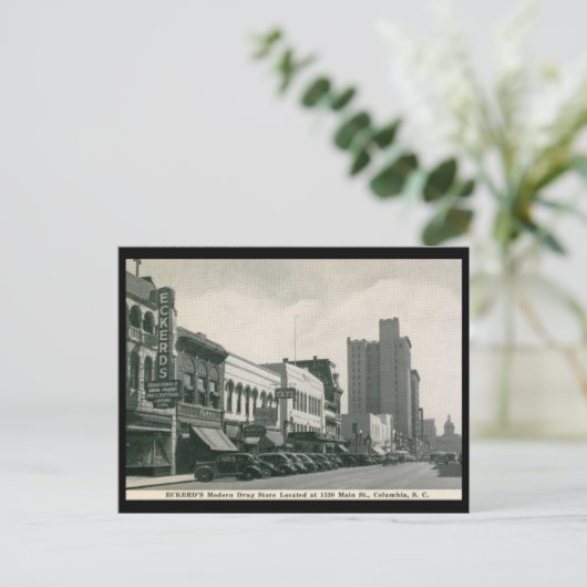 Main St., Columbia, SC Vintag Postkarte (Stehend Vorderseite)