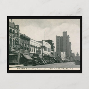 Main St., Columbia, SC Vintage Postkarte