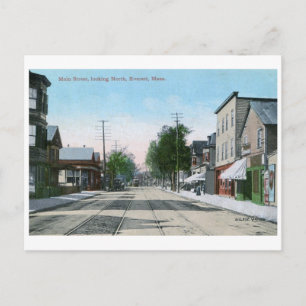 Main St., Everett, Massachusetts Vintag Postkarte