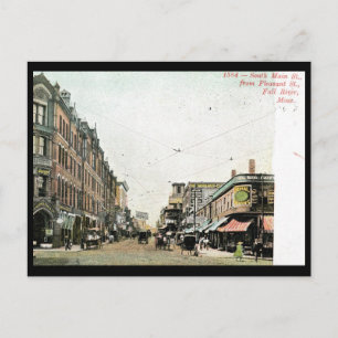 Main St., Fall River, Massachusetts 1908 Vintag Postkarte