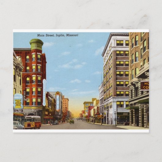 Main St., Joplin, Missouri Vintag Postkarte (Vorderseite)