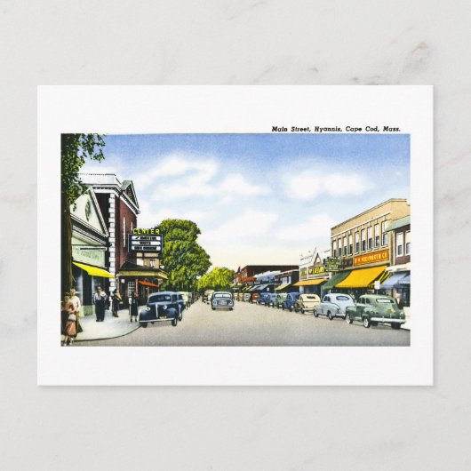 Main Street, Hyannis, Cape Cod, Massachusetts Postkarte (Vorderseite)