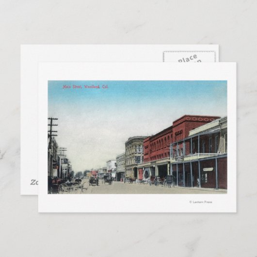 Main Street SceneWoodland, CA Postkarte (Vorne/Hinten)