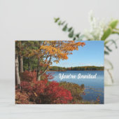 Maine Acadia Herbstsee Foto Geburtstag Einladung (Stehend Vorderseite)