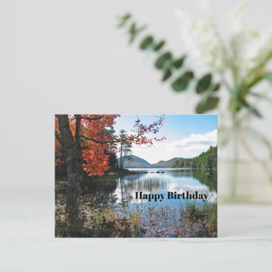 Maine Acadia Seenlandschaft Foto Geburtstag Postkarte (Stehend Vorderseite)