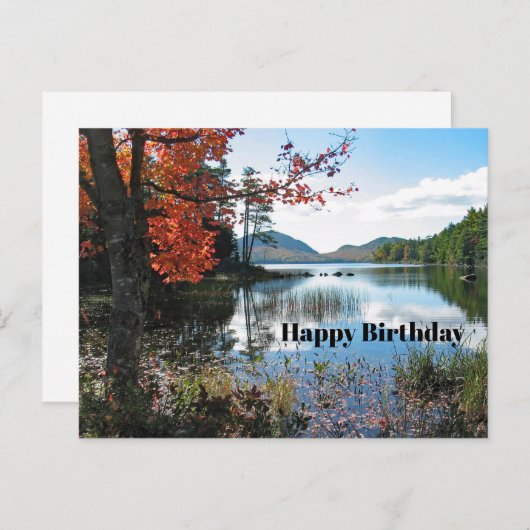 Maine Acadia Seenlandschaft Foto Geburtstag Postkarte (Vorne/Hinten)