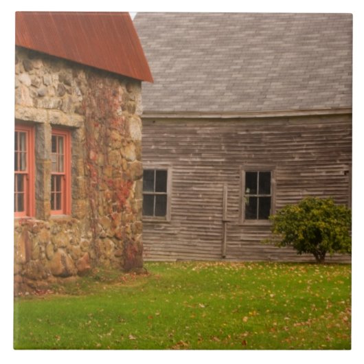 Maine, altes SteinGebäude und hölzerne Scheune Fliese (Vorderseite)