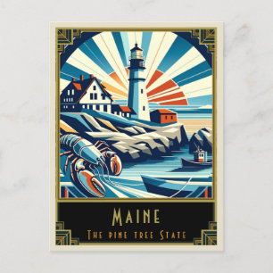 Maine   Art Deco Postkarte
