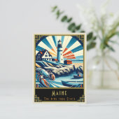 Maine | Art Deco Postkarte (Stehend Vorderseite)