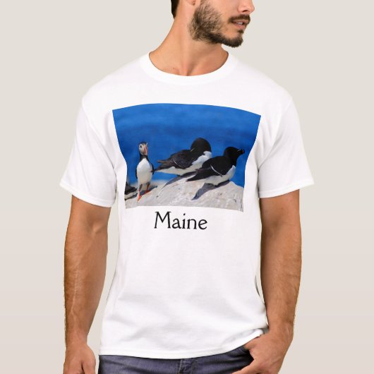 Maine atlantischer Papageientaucher und Razorbills T-Shirt (Vorderseite)