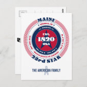 Maine, Augusta, ME, Patriotic, Monogram Postkarte (Vorne/Hinten)
