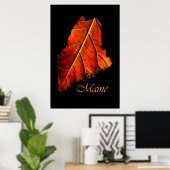 Maine Autumn Orange Leaf | Maine Fall Foliage Poster (Heimbüro)