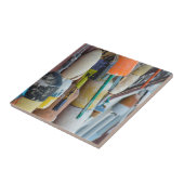 Maine, Bar Harbour. Farbige Hummerfalle Fliese (Seite)