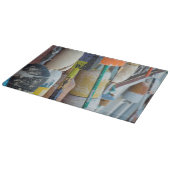 Maine, Bar Harbour. Farbige Hummerfalle Schneidebrett (Ecke)