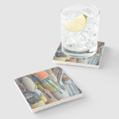 Maine, Bar Harbour. Farbige Hummerfalle Steinuntersetzer (Seitenansicht)