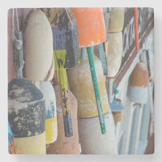 Maine, Bar Harbour. Farbige Hummerfalle Steinuntersetzer (Vorderseite)