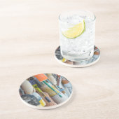 Maine, Bar Harbour. Farbige Hummerfalle Untersetzer (Seite)