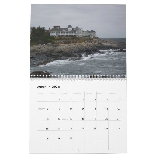 Maine Beach 12 Monate Kalender (Mär 2026)
