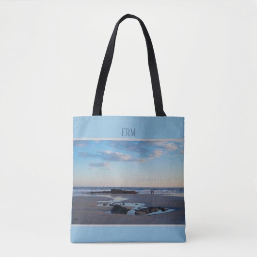 Maine Beach Low Tide Blue Monogramma Tasche (Vorderseite)