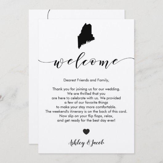 Maine-Begrüßungsbrief und Reisekarte Programm (Vorne/Hinten)