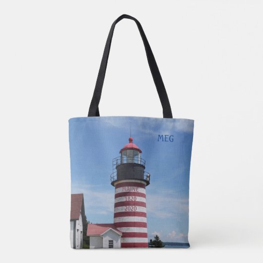 Maine Bicentennial West Quoddy Head Leuchtturm Tasche (Rückseite)