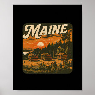 Maine Blockhütte Outdoor-Camping Natur-Enthusiast Poster