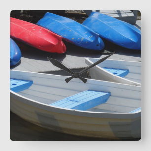 Maine Boats Quadratische Wanduhr