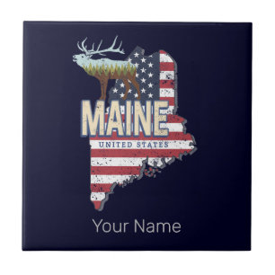 Maine Bundesstaat Vereinigte Staaten Karte Vintage Fliese