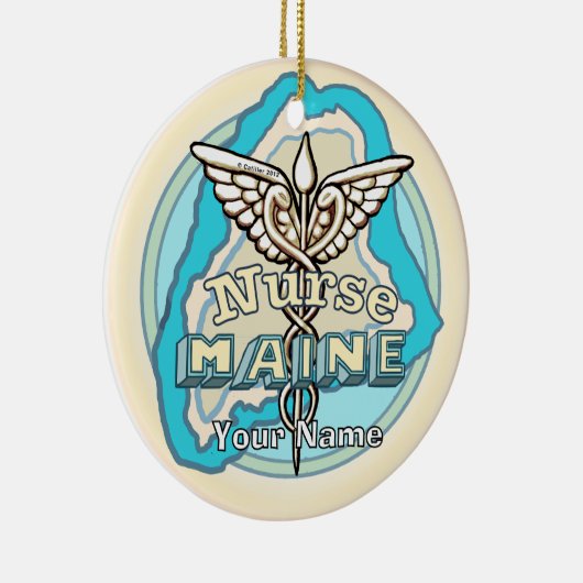 Maine Caduceus Nurse Keramik Ornament (Rechts)
