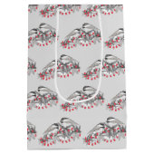 Maine Chickadee Bird Winter Weihnachtsschnee Mittlere Geschenktüte (Rückseite)
