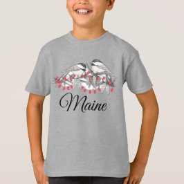 Maine Chickadee Bird Winter Weihnachtsschnee T-Shirt