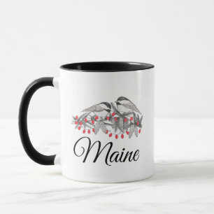 Maine Chickadee Bird Winter Weihnachtsschnee Tasse