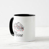 Maine Chickadee Bird Winter Weihnachtsschnee Tasse (Vorderseite Links)