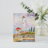 Maine Coast Lighthouse Wasserfarbenreise Postkarte (Stehend Vorderseite)