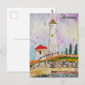Maine Coast Lighthouse Wasserfarbenreise Postkarte (Vorne/Hinten)