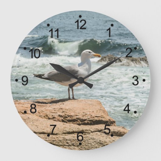 Maine Coast Ocean Seagull Große Wanduhr (Vorderseite)