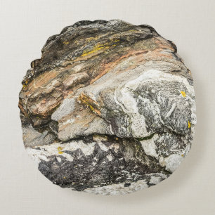 Maine Coast Rocks Nature Black Rundes Kissen