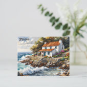 Maine Coast Watercolor Travel Postkarte (Stehend Vorderseite)