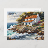 Maine Coast Watercolor Travel Postkarte (Vorne/Hinten)
