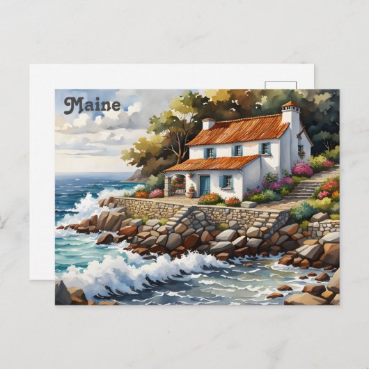 Maine Coast Watercolor Travel Postkarte (Vorne/Hinten)