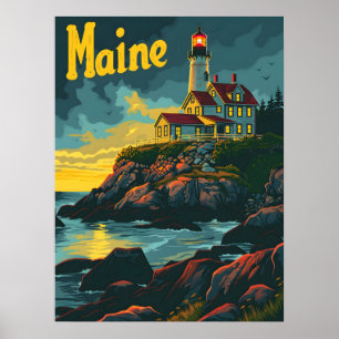 Maine Coastal Beacon: Leuchtturm Majestät Poster