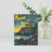Maine Coastal Beacon: Leuchtturm Majestät Postkarte (Stehend Vorderseite)