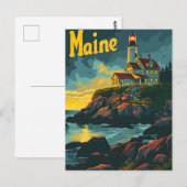 Maine Coastal Beacon: Leuchtturm Majestät Postkarte (Vorne/Hinten)