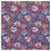 Maine Coastal Lobsters Red White Blue Gemustert Stoff (Muster)