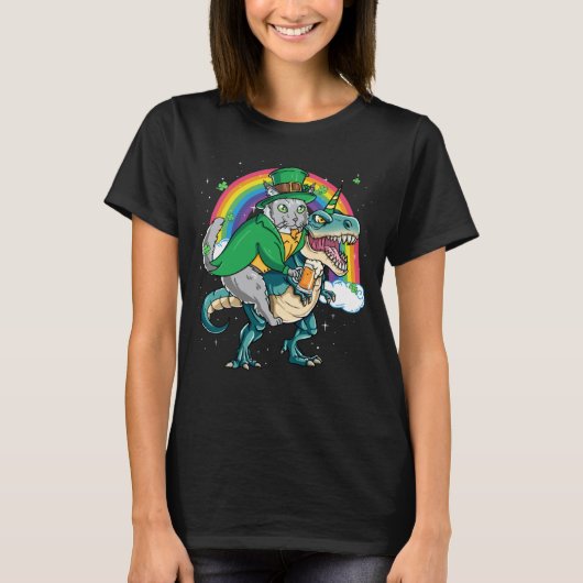 Maine Coon Beer Dino Rex Horn Rainbow Cat T-Shirt (Vorderseite)