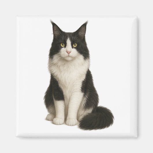 Maine Coon black and white Magnet (Vorne)