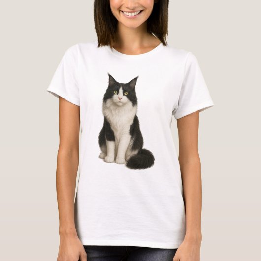 Maine Coon Black and White T-Shirt (Vorderseite)