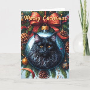 Maine Coon Black Cat Weihnachtskarte Feiertagskarte