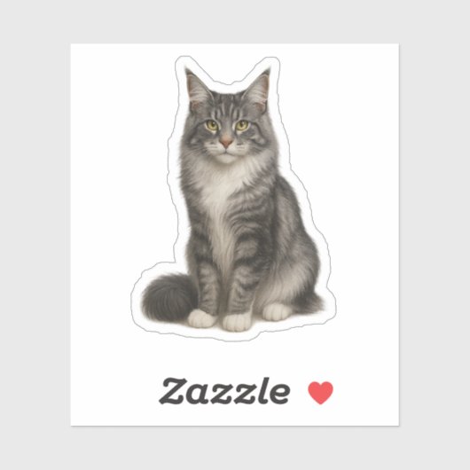 Maine Coon Black Silver Sticker (Blatt)