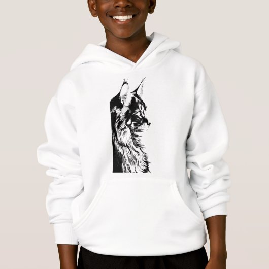 Maine Coon Boy's Pullover White Hoodie Kids' (Vorderseite)